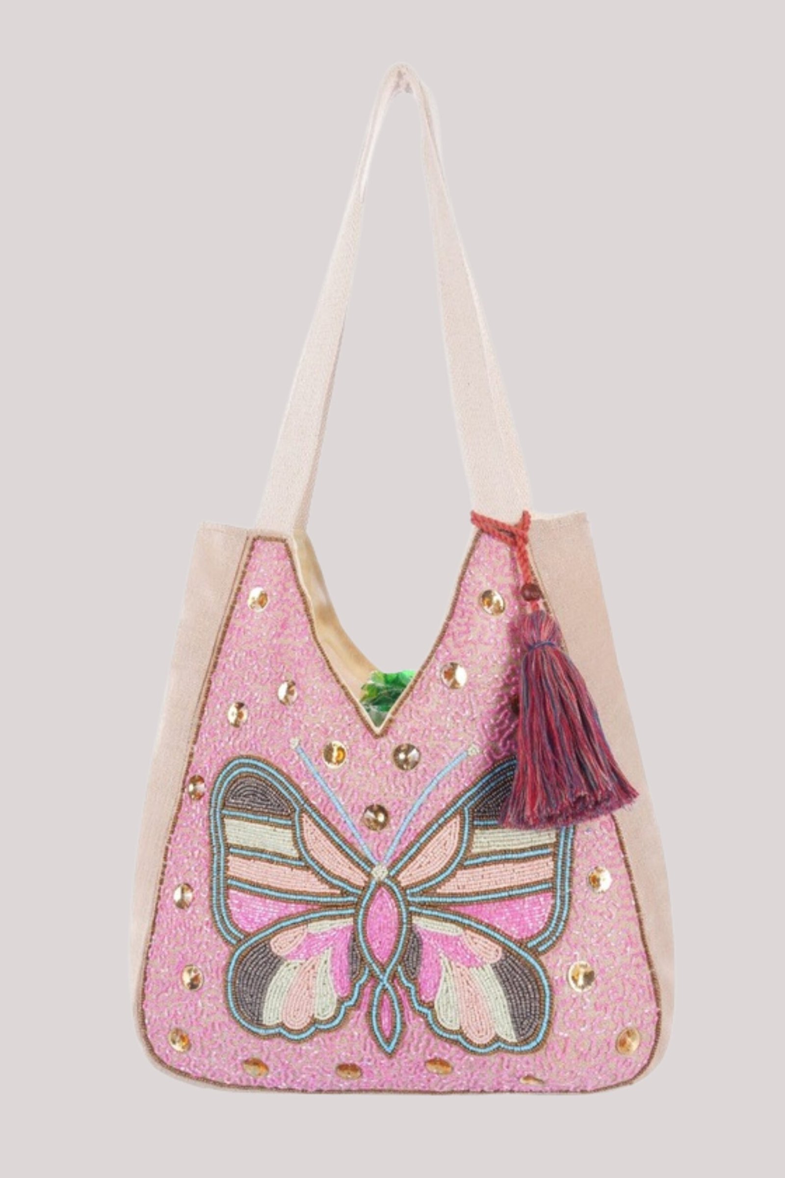 Pink Butterfly Tote Bag