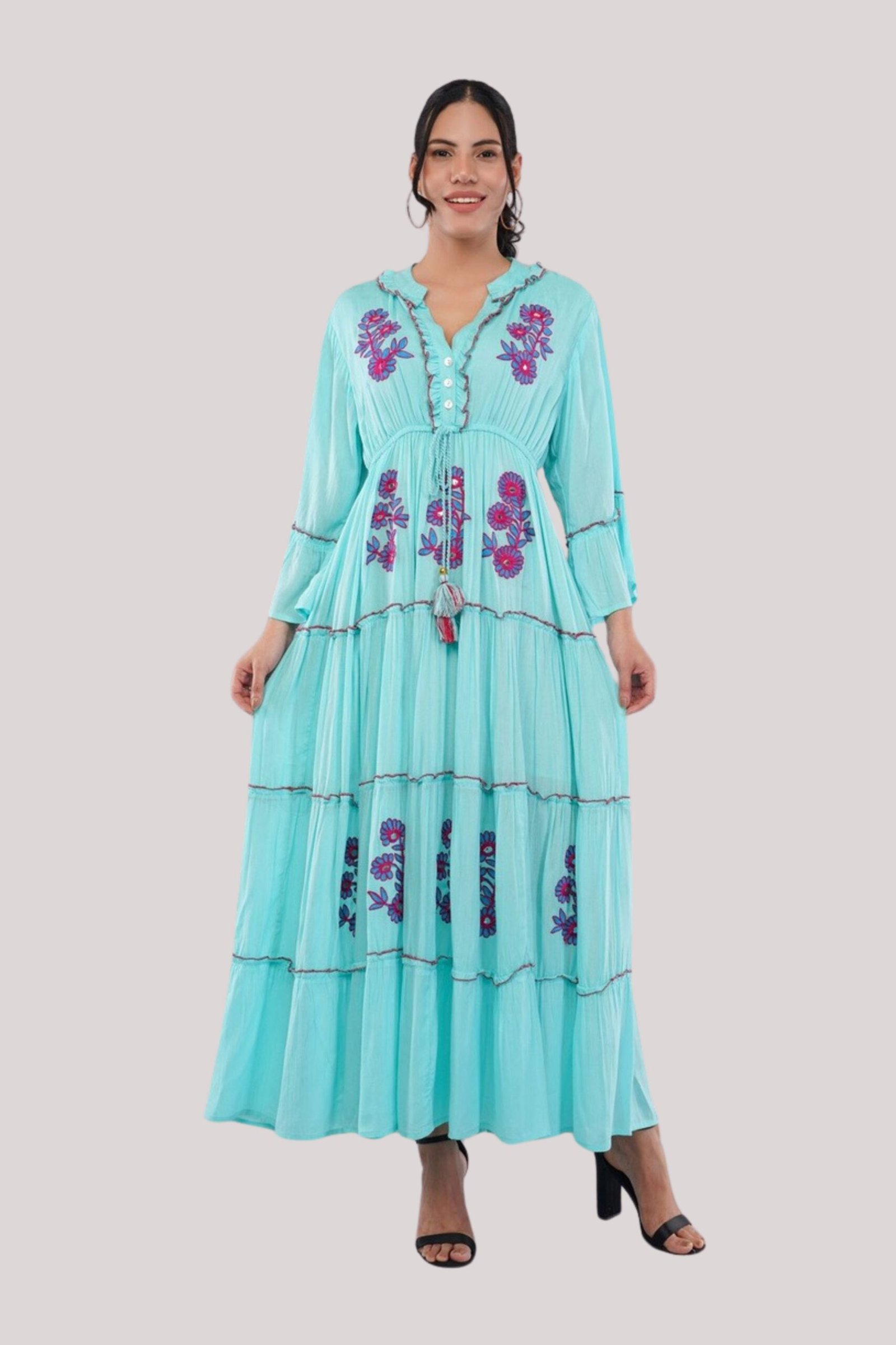 Porcelain Petal Maxi Dress